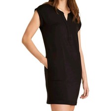 Comptoir Des Cotonniers Dress Black 100% Silk Sleeveless V Neck Mini Size M (3)