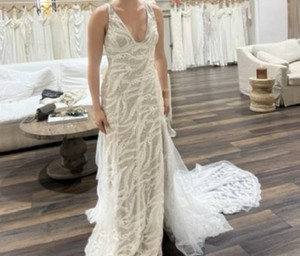 lace silk wedding dress Satin Mermaid Lace V-neck Cap Sleeves Wedding Dresses With Appliques, MW703