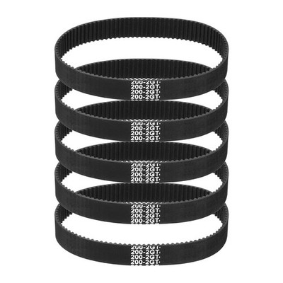 200mm GT-2 Timing Belt, 5pcs 10mm Width 2mm Pitch 3D Printing Closed Loop, Black