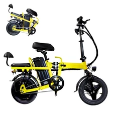14 inch mini folding ebike 2 seat electric bicycle helight adjustable long range