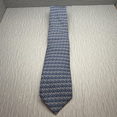 Vineyard Vines Silk Tie Blue Golf Club Emory Crest Logo Preppy Necktie