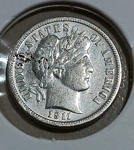 1911-D Barber Dime Silver Very Fine VF /XF Coin Item AB1