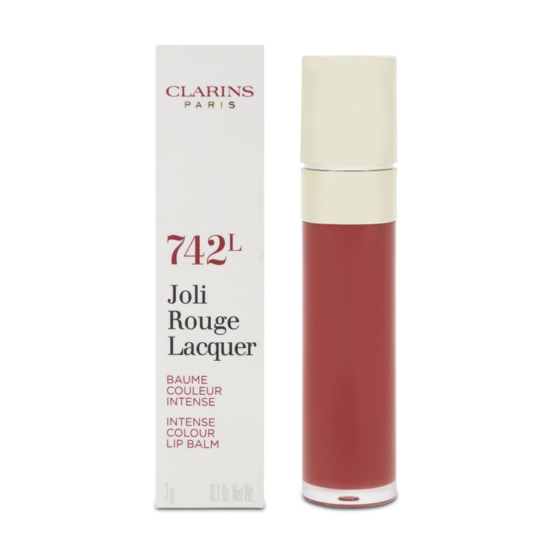 Clarins Red Lipstick Joli Rouge Lacquer 742L Joli Rouge Tinted Lip Balm Lip Tint