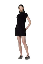 Marc Jacobs Little Black Dress Corduroy Lace Trim Mock Neck Short Size 2