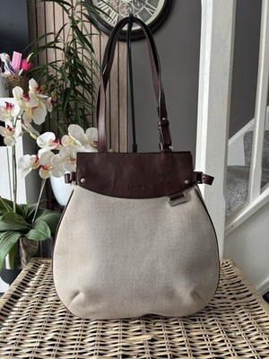 BARON Schultertasche Canvas und Echtleder, Handtasche