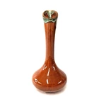 Van Briggle Pottery Bud Vase Brown Turquoise Drip Glaze Signed Vintage USA
