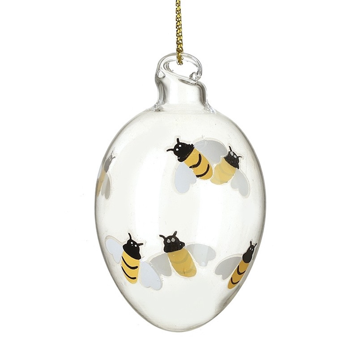 Heaven Sends Bumblebee Design Glass Hanging Easter Egg Decoration With Twine