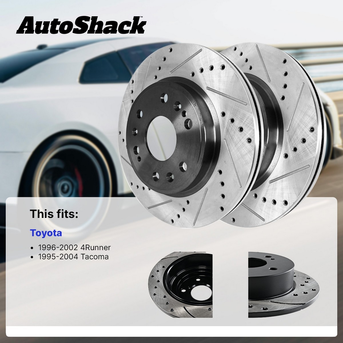 loro ロロ P pierce 04 1995-2004 Toyota 4Runner Tacoma 3.4L Front Drilled Brake