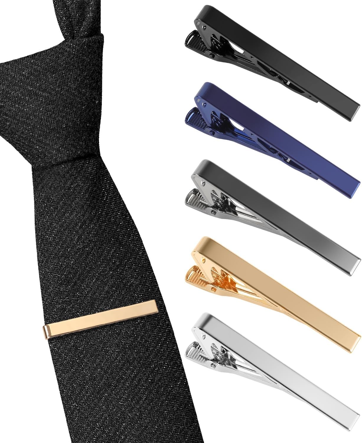 vivinin 5P Tie Clips For Men, 5 Different Classic Bar, Stainless Steel... 