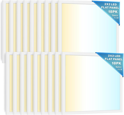 Sunco 18 Pack 2X2 LED Flat Panel Light, Dual Selectable CCT 4000K/5000K/6000K &