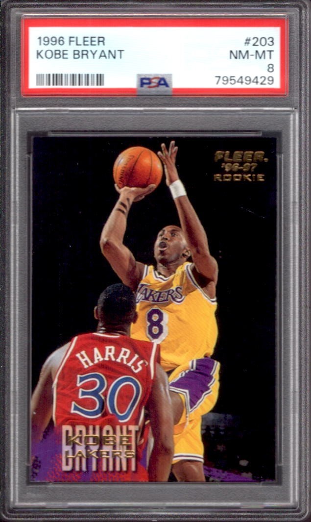 KOBE BRYANT 1996-97 Fleer #203 PSA 8 NM-MT Rookie RC Los Angeles Lakers