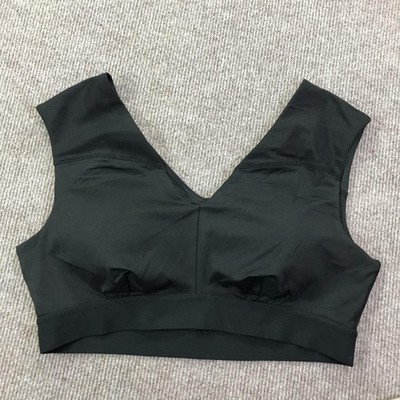Tommie Copper Sports Bra Womens XL Black Copper Znergy Shoulder Support V Neck