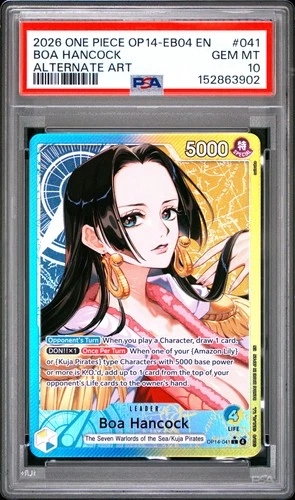 2026 ONE PIECE OP14-EB04-THE AZURE SEA'S SEVEN ALTERNATE ART BOA HANCOCK PSA 10