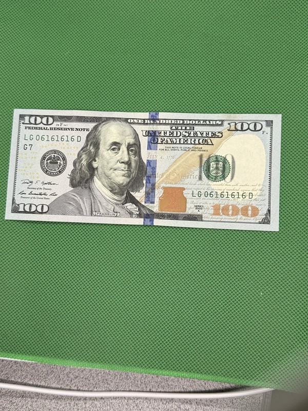 $100 Dollar Bill Almost Mint Sequential Repeater Note 06161616 2009 Series A