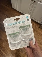 nanobebe Flexy Pacifier Active 4 Pack 0-3Month  2 Sage and 2 White -NEW/SEALED