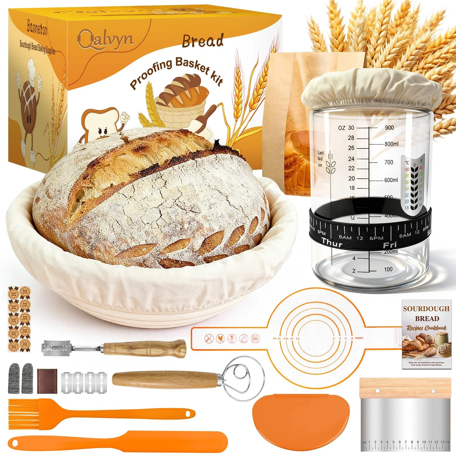 Complete Sourdough Starter Kit, Sourdough Bread Baking Supplies, Bread Proofi...