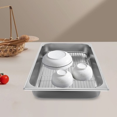 Stainless Steel Roasting Pan Turkey Baking Oven Pan Draining Tray With Rack