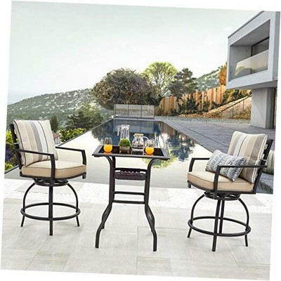 3 Piezas Al Aire Libre Patio Bistro Conjuntos De Barra Giratoria Con 2 Sillas Y 1 Tapa Cristal 3 Piezas Al Aire Libre Patio Bistro, Fastfurnishings 5 Piece Wrought Iron Patio Furniture Dining Set