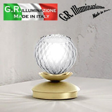 LUMETTO MODERNO IN VETRO CRISTALLO 1 L. LAMPADA DA COMODINO OTTONATA OPACA Vale