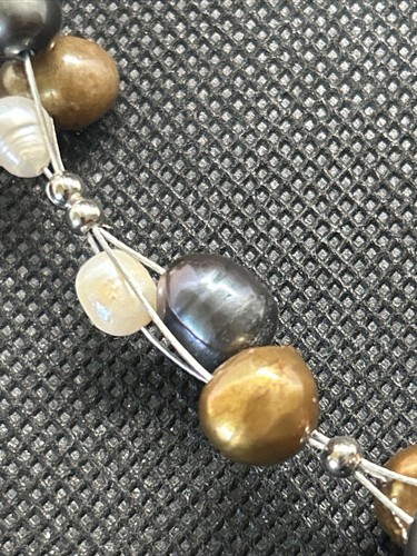 "Collar de perlas genuinas de diseñador con cable a mano perlas y cuentas multicolores ~ 20""" - Imagen 3 de 6