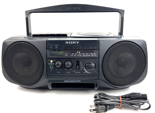 Vintage Sony CFD-V20 AM/FM Radio CD Cassette Recorder Boombox Mega Bass