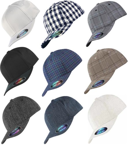 Flexfit Plaid Baseball Cap Melange Check Tartan Glen Hat Yupoong Caps