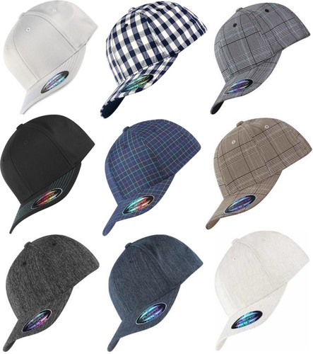 FLEXFIT PLAID BASEBALL CAP Melange Check Tartan Glen Plaid Hat Yupoong Caps - Picture 1 of 33