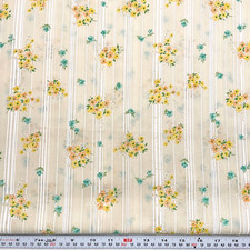 Vintage Florals on Cream White Striped Unbranded Cotton Blend by the HALF YARD