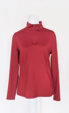 HKM Womens Size Medium Long Sleeve 1/4 Zip Functional Shirt Burgandy Red