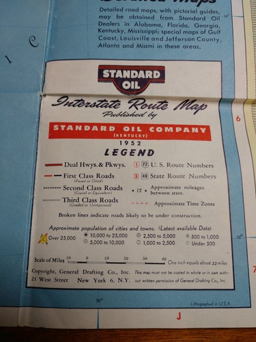 Lote 8 mapas de carreteras vintage de Estados Unidos estándar petróleo Golfo AAA FL GA AL IL MI 40s 50s - Imagen 10 de 23