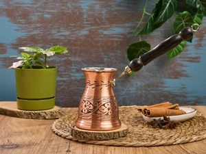 Copper Turkish Greek Coffee Maker Pot,  Cezve Briki, Stovetop Copper Maker Set