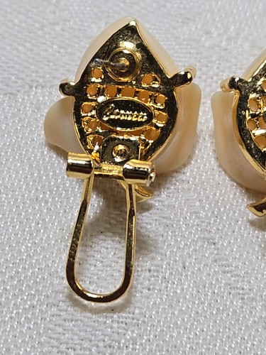 Vintage Carucci signiert cremefarben Rosen & Strasssteine durchbohrt mit Omega Rückseiten - Bild 11 von 16
