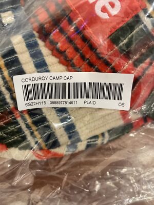 New Supreme Corduroy Camp Cap Plaid SS22H115 | eBay