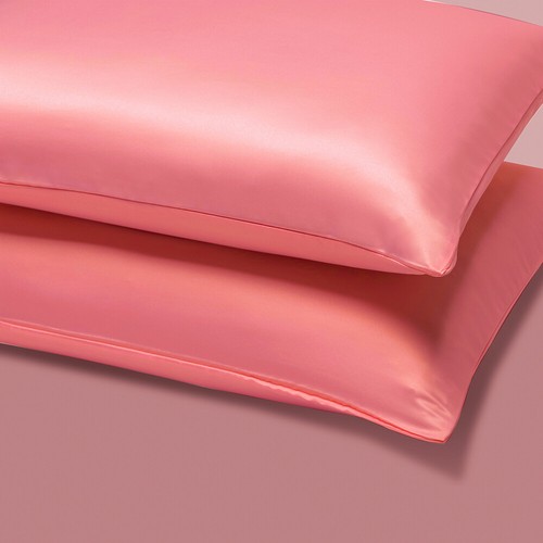 Zippered Pillowcase Ultra Soft Silky Satin Pillow Case Cover 2 Pack Home Bedding - Picture 5 of 134