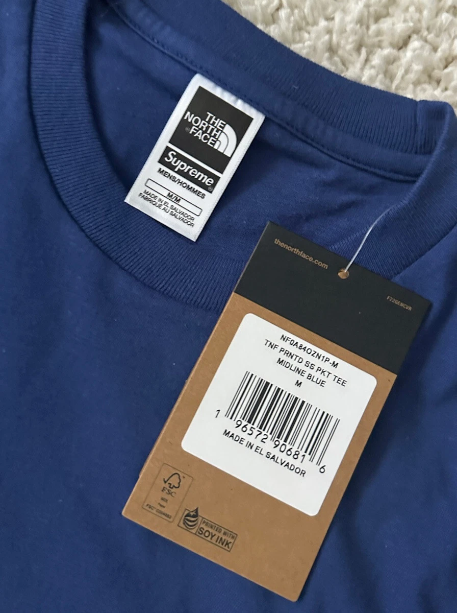Supreme x The North Face Printed S/S Pocket T-Shirt NAVY sz M