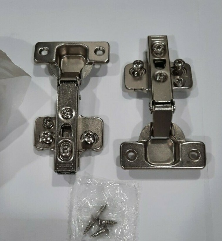 New Pair European Style Hinges, H45, 4C6A HOET2 Plates 1/2