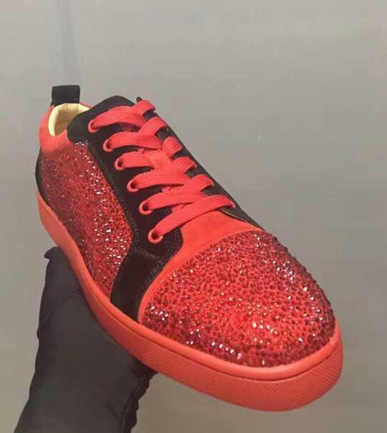 moda Mens Punk Shiny beads Leather sautope Lace up Sports Low Top sautope da ginnastica 39-44 moda Mens Punk Shiny beads Leather sautope Lace up Sports Low Top sautope da ginnastica 39-44