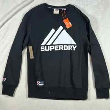 NWT Brand New Superdry Medium Black Crewneck Sweater Mountain Sport Mono