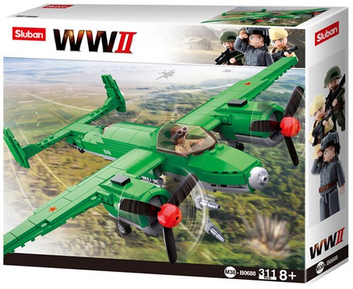 SLUBAN B0688 - WW2 - Tupolev TU-2 Bomber - Fighter Plane Building Kit - 311 Pcs - Picture 7 of 7