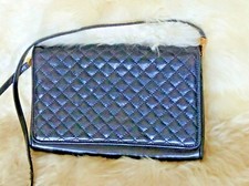 Vintage Saks Fifth Avenue Black Patent Leather Convertible Shoulder Clutch Italy