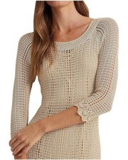 LAUREN Ralph Lauren Women's Beige "Explorer's Sand" Pointelle-Knit Dress Size L