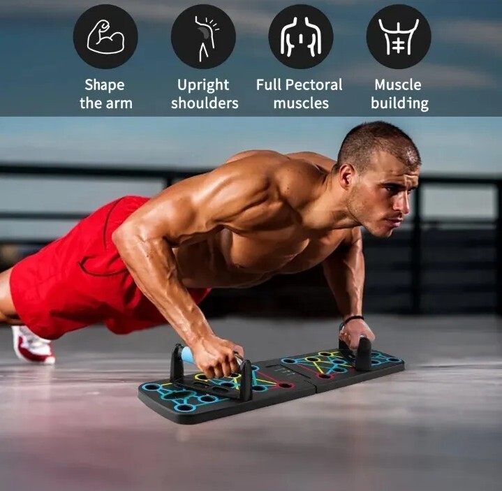 Portable Foldable 18 in 1 Home Exercise Fitness Push Up Board w/Anti-Slip Handle