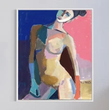 Abstract Original Painting Figurative Impressionism Canvas Modern  Glamour Woman