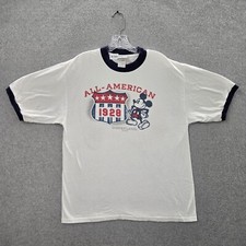 VINTAGE Disney Parks Men Shirt Large White Ringer Disneyland Resort All American