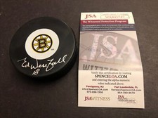 JSA ED WESTFALL AUTOGRAPHED PUCK AUTO SIGNED BOSTON BRUINS 747 Free Puck Square