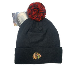 Chicago Blackhawks NHL beanie hat Hockey Cuff Pom Winter Ski