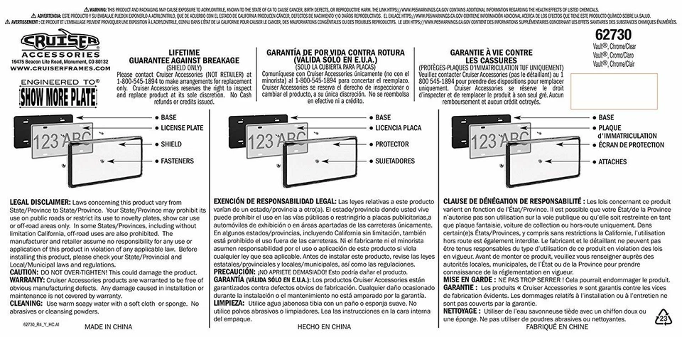 Cruiser 62730 Core License Plate Frame -  Water-Resistant And Theft Deterrent Foto 4 de 4