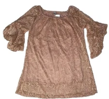 Win Win Full Lace Tunic Women’s L-XL Pink Butterfly Sleeve
