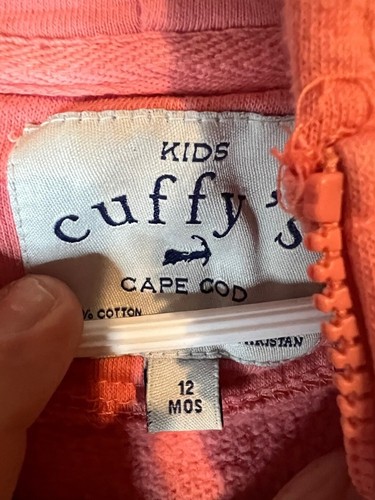 Girls Cuffy's Cape Cod Hoodie 12 Months Pink Full Zip - Picture 4 of 4