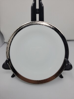 Michael Aram Silversmith Tidbit Plate, White, Silver Rim 7'' NEW